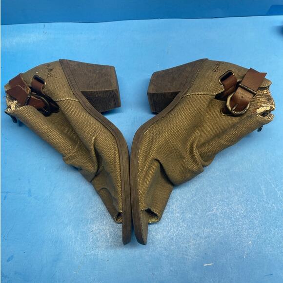 Blowfish Malibu Boots Women's 6.5 Ankle Booties Olive Green Canvas Zip Up Casual - Picture 6 of 10